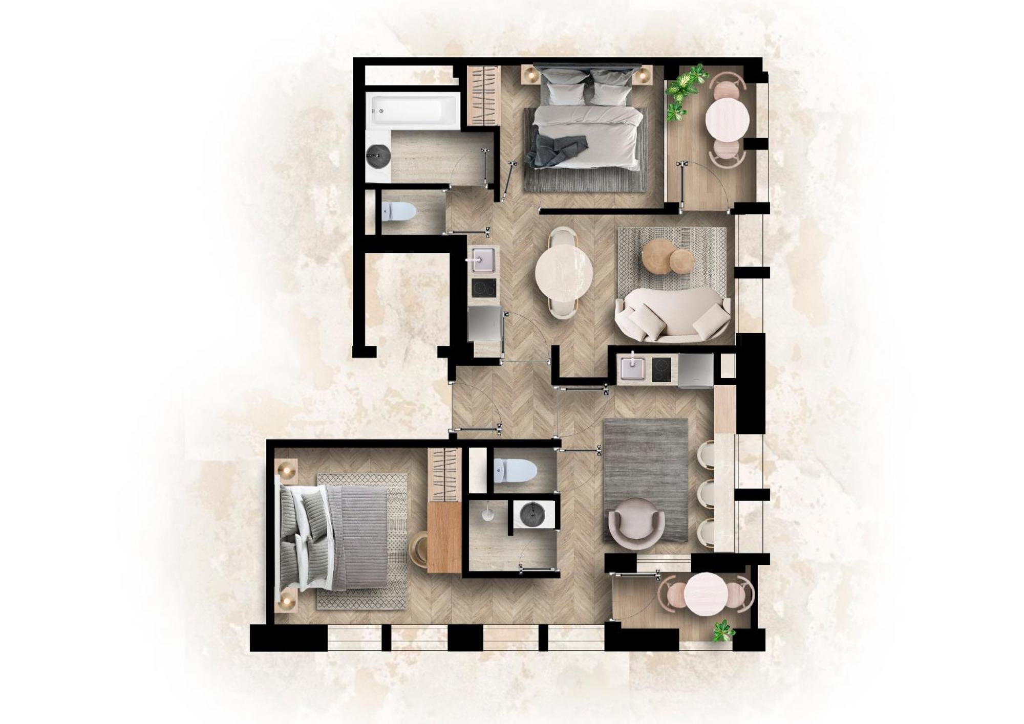 Familieappartement met 2 Slaapkamers
