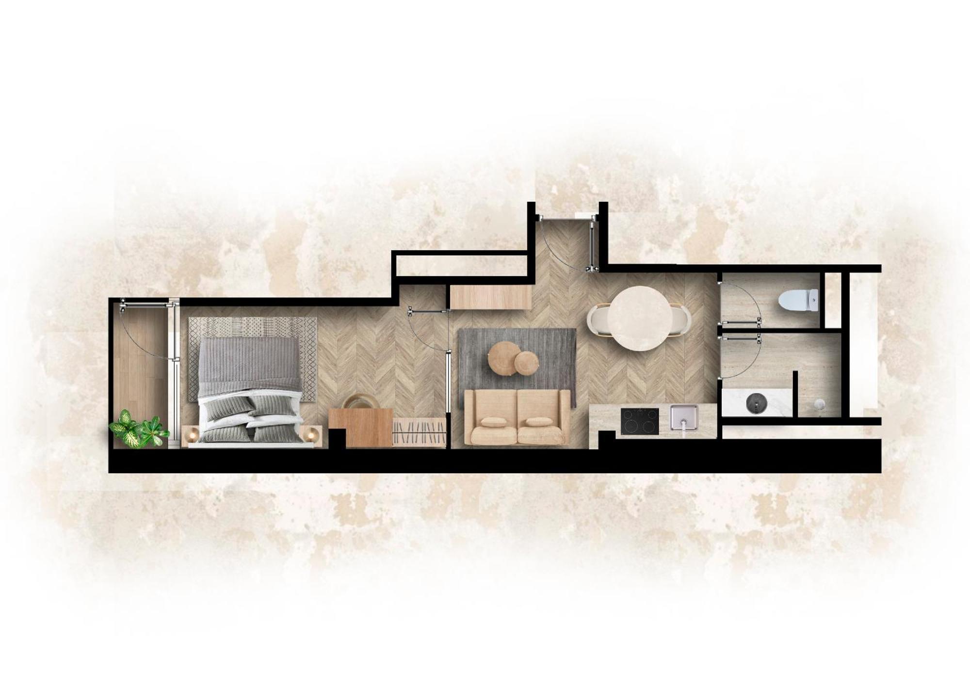 Appartement met 1 Slaapkamer en een Balkon